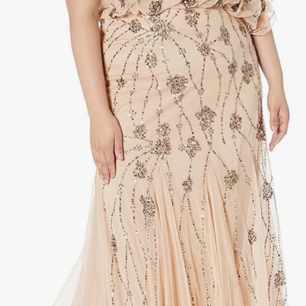 Adrianna Papell Nude Beaded Gown